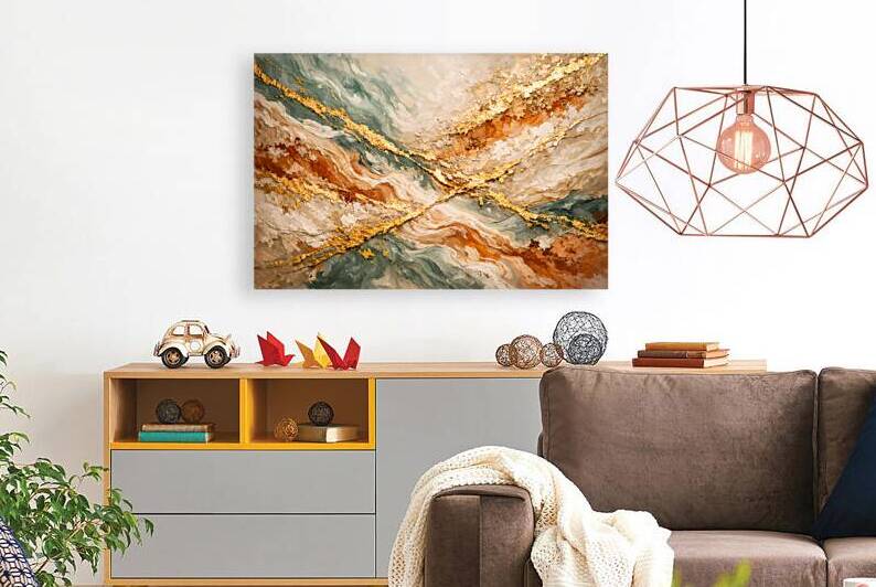 Golden Earth: Textured Abstract with Sage & Terracotta by Velora Art