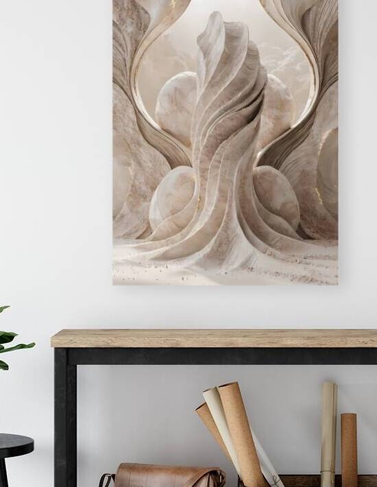 Serenity in Neutrals – Modern Minimalist Abstract Landscape Wall Art with Gold Accents by Velora Art
