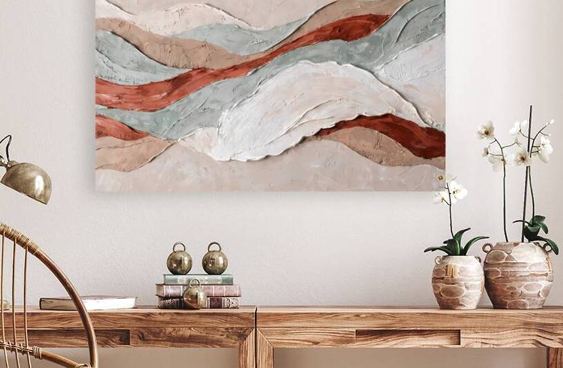 Desert Layers: Organic Modern Textured Wall Art | Sage Terracotta & Beige Abstract by Velora Art