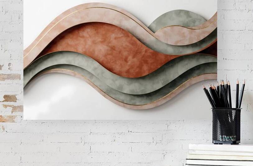 Ethereal Currents I – Modern Abstract Fluid Geometry Wall Art by Velora Art
