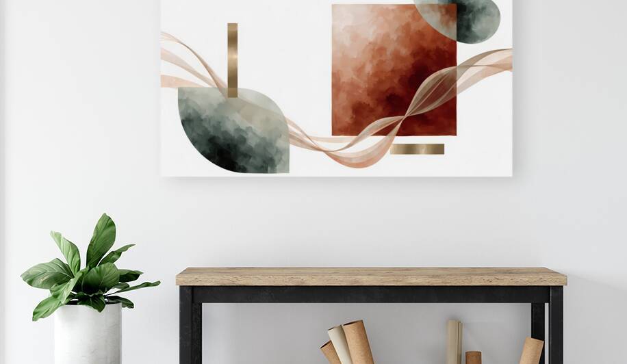 Modern Organic Geometry I: Terracotta & Sage Abstract Print by Velora Art