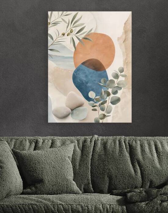 Mediterranean Serenity: Abstract Biophilic Wall Art by Velora Art