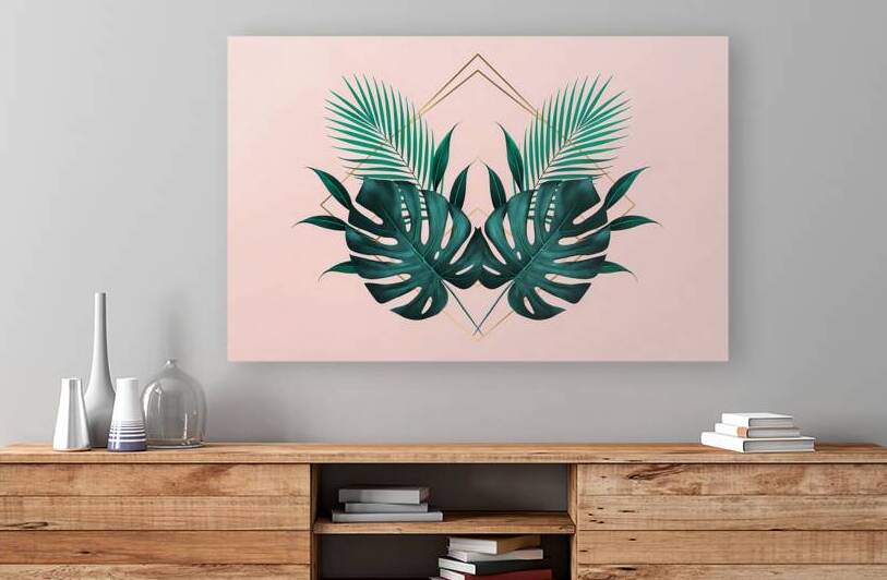 Emerald Geometry - Modern Abstract Botanical Gold Line Art by Velora Art