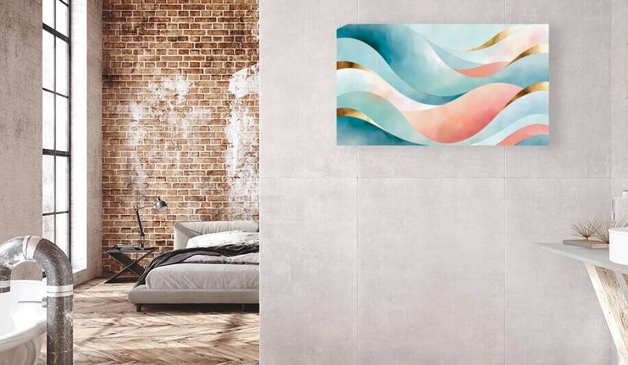 Abstract Watercolor Gold Waves by Velora Art
