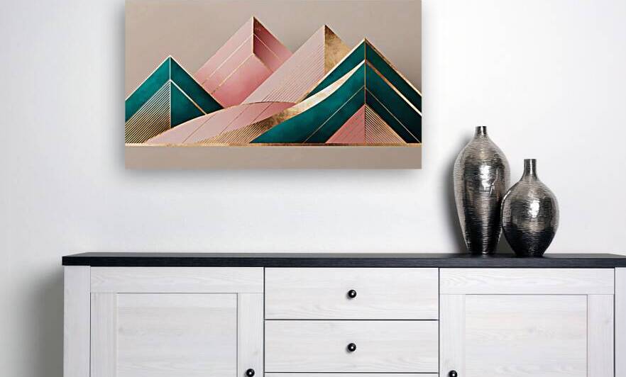 Geometric Mountains Digital Abstract Art by Velora Art