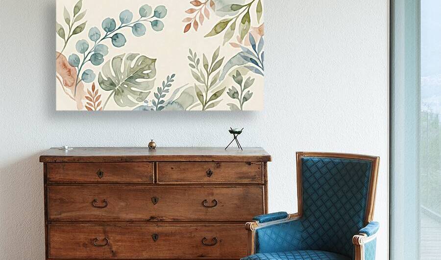 Botanical Bliss Abstract – Modern Watercolor Leaf Art | Sage Green & Terracotta by Velora Art