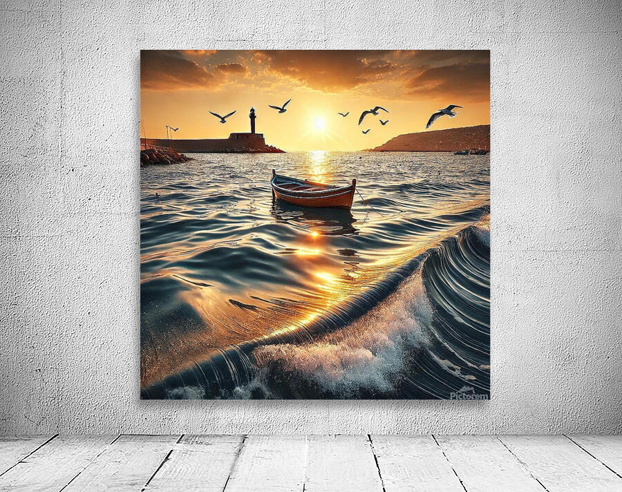 Golden Waves: A Serene Sea Escape Wall Preview