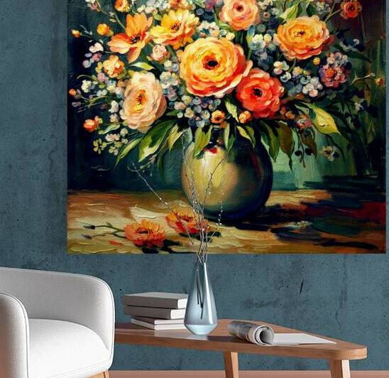 Pedals Unfolding- Floral Still Life Print Soft Pastel Flowers Impressionist Vase Painting Vintage Style Home Decor- Giclee Paper- Wood- Metal- Canvas by Doug and Teresa Johnson