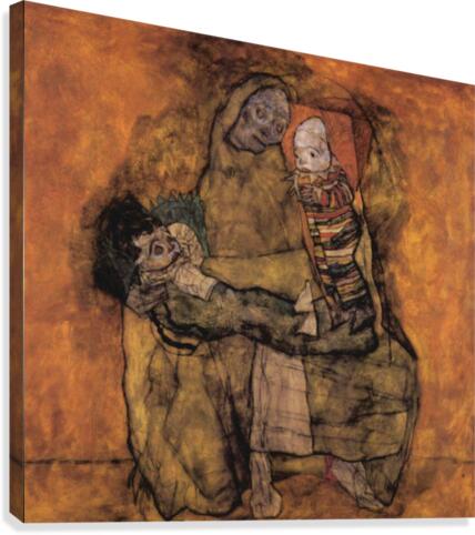 Mother with two children Canvas Print