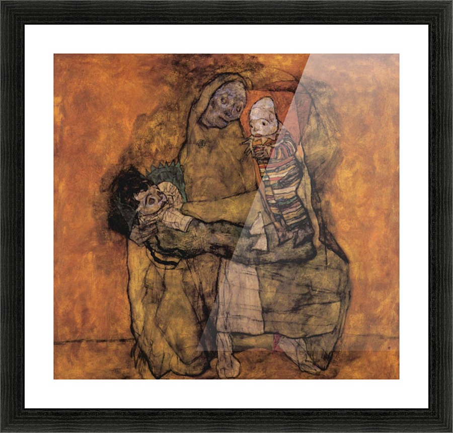 Mother with two children Picture Frame print