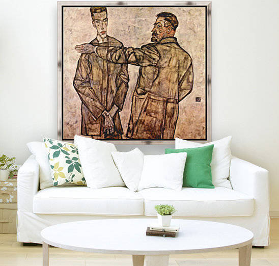 Double Portrait of Heinrich Bensch and his Son Otto by Schiele