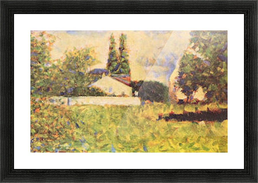 A house between trees Picture Frame print
