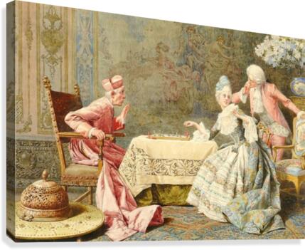 Playing chess with a cardinal Canvas Print