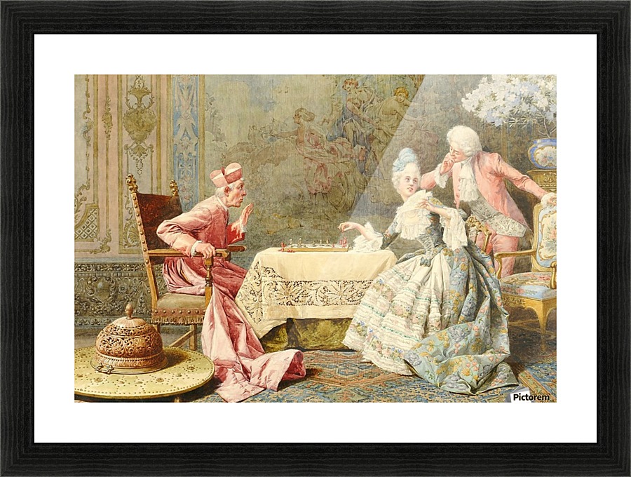Playing chess with a cardinal Picture Frame print