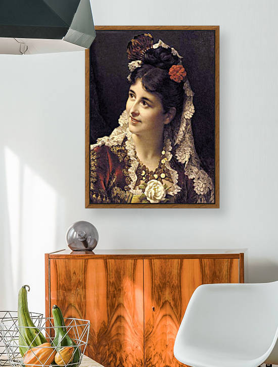 A woman with a red flower by Stephan Sedlacek