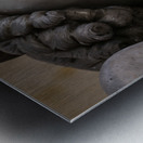 Guardian angel statue in antique cemetery. Metal print