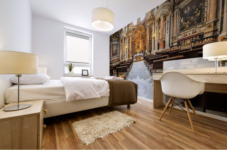 Antique baroque interior with vintage decoration. Royal Church o Mural print