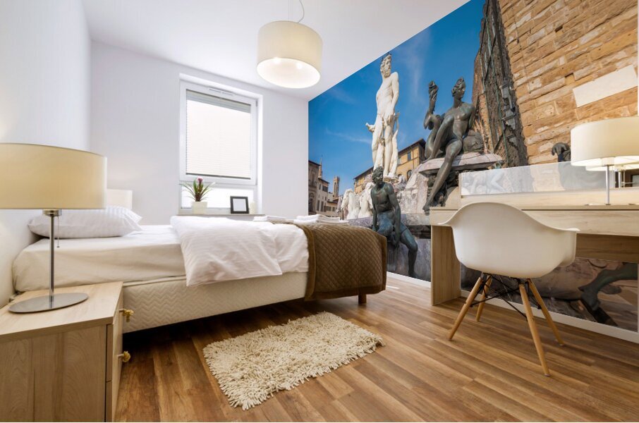 Florence Italy - Neptune Fountain. Marble sculpture Renaissanc Mural print