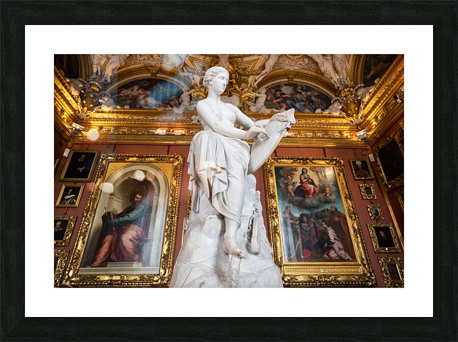 The room of Jupiter in Uffizi Museum with the statue of Victory Picture Frame print
