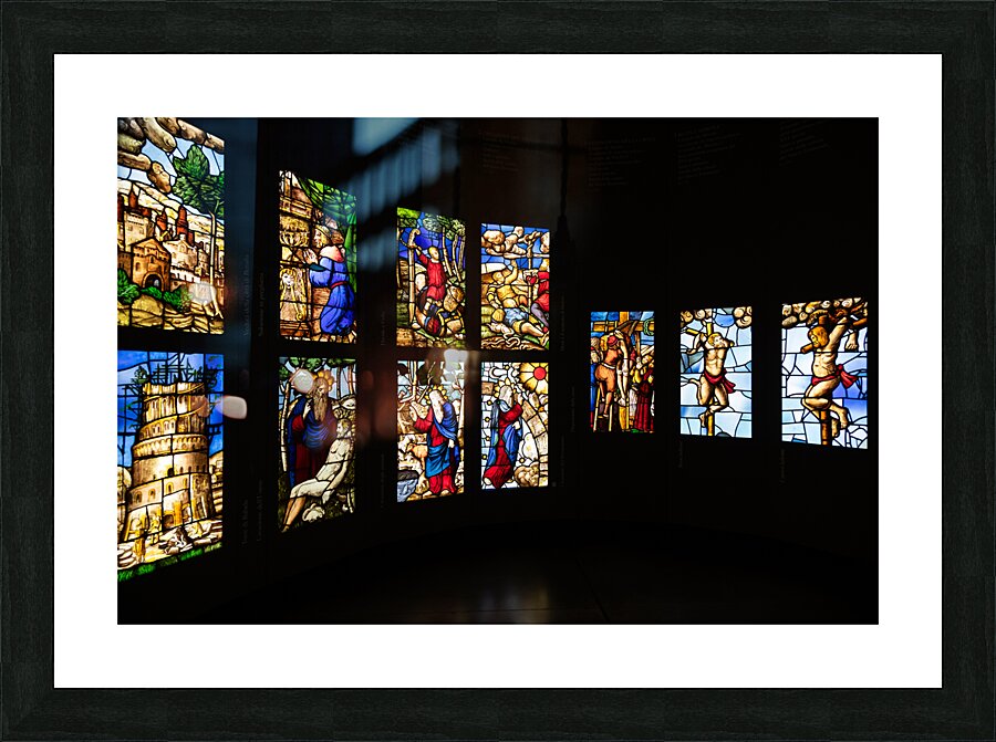 Colored glass windows of the Duomo church   Milan cathedral 16t Picture Frame print