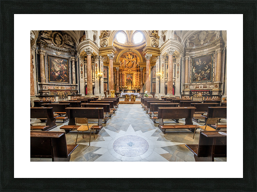 Antique baroque interior with vintage decoration. Royal Church o Picture Frame print
