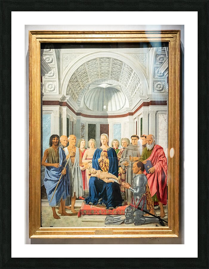 Madonna and child with saints angels and Federico da Montefeltr Picture Frame print