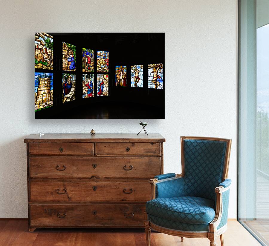 Colored glass windows of the Duomo church   Milan cathedral 16t Reproduction