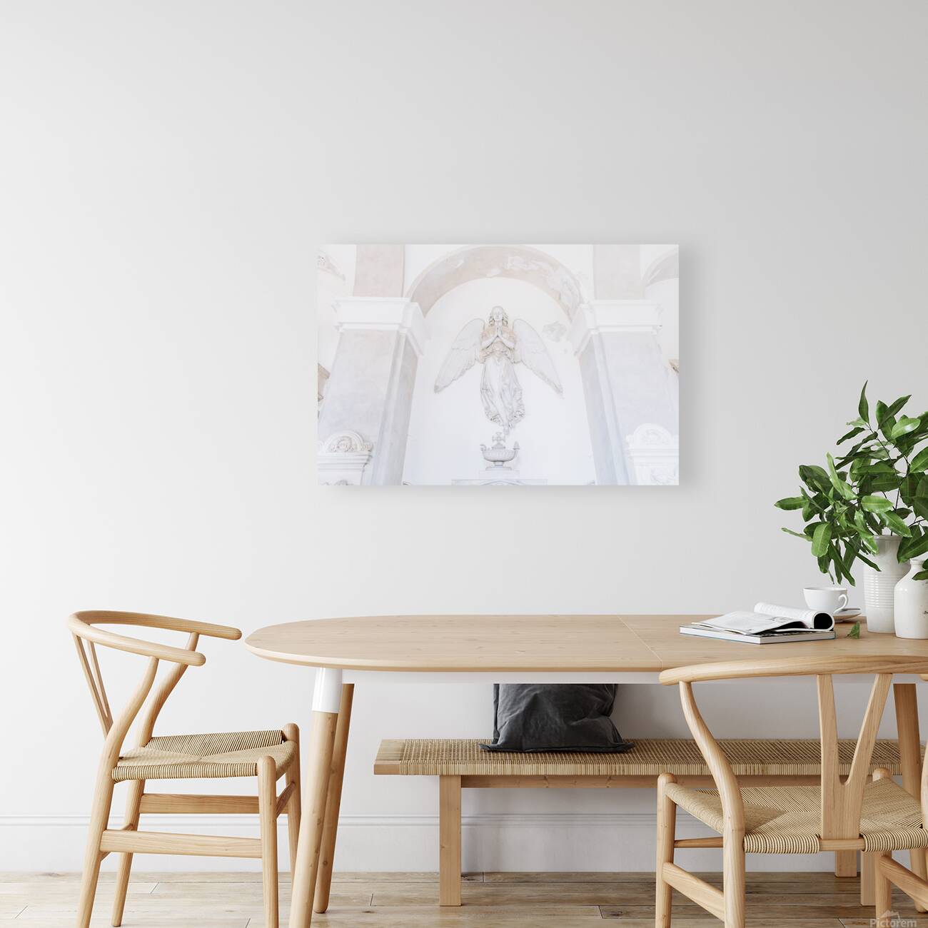 Ancient statue of angel in Italian old cemetery. Religious sculp Reproduction