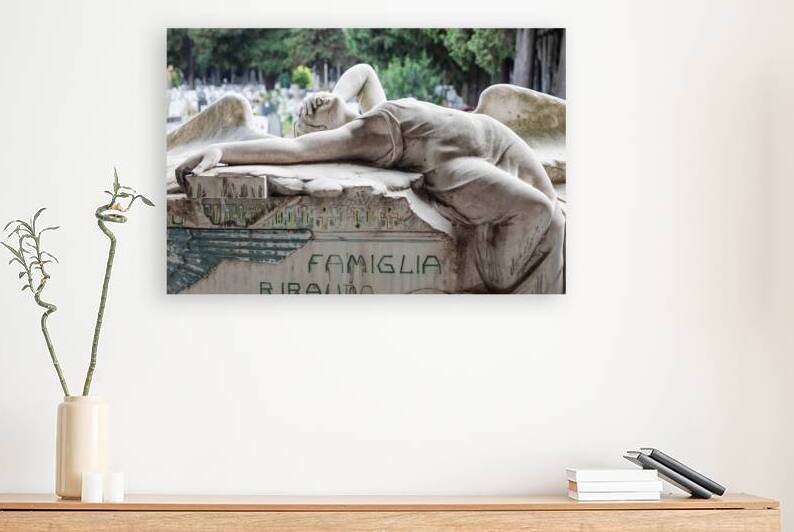 Genoa Italy   desperate angel crying on Ribaudo family tomb 19 by Paolo Modena