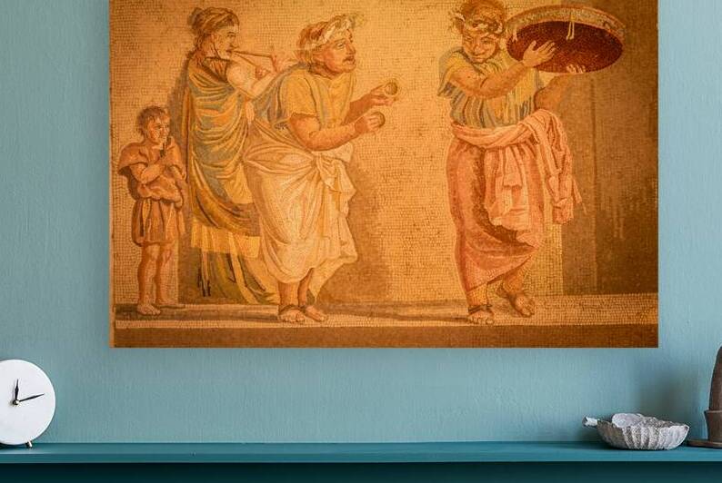 Detail of Street Musicians mosaic from Pompeii in Naples Archeol by Paolo Modena