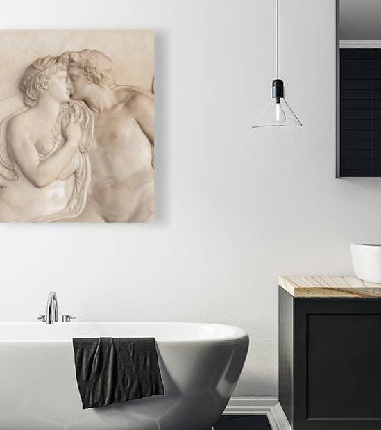 Ancient sculpture with kissing couple Florence - Italy by Paolo Modena