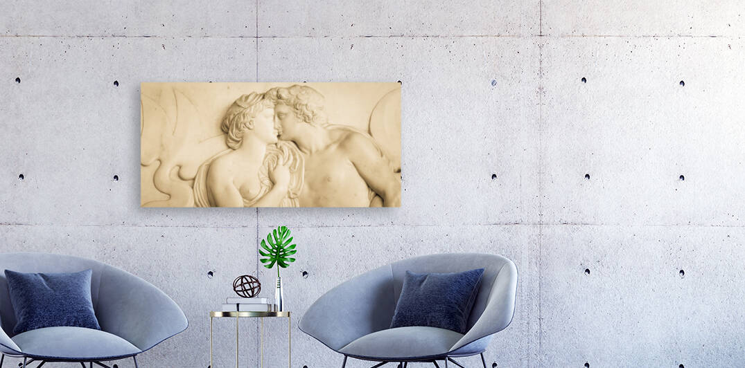 Ancient sculpture with kissing couple Florence - Italy by Paolo Modena