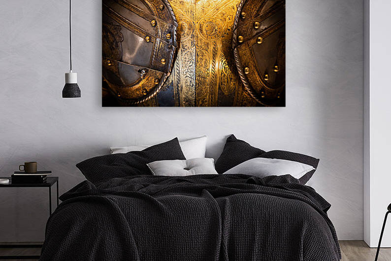 Antique armour on black background. Concept for security safety by Paolo Modena