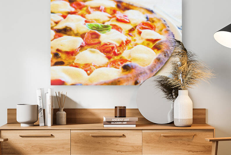 Creative illustration in vintage watercolor design - Pizza Margh by Paolo Modena