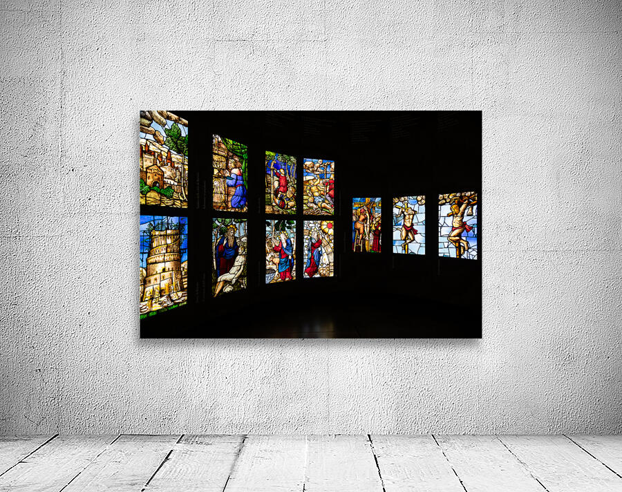 Colored glass windows of the Duomo church   Milan cathedral 16t Wall Preview