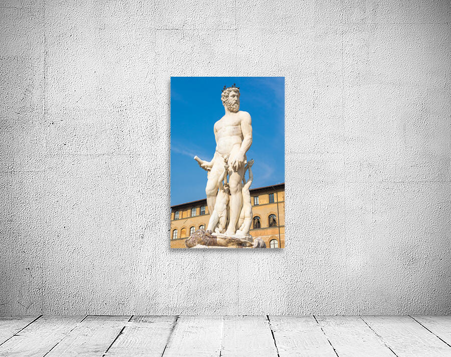 Florence Italy - Neptune Fountain. Marble sculpture Renaissanc Wall Preview