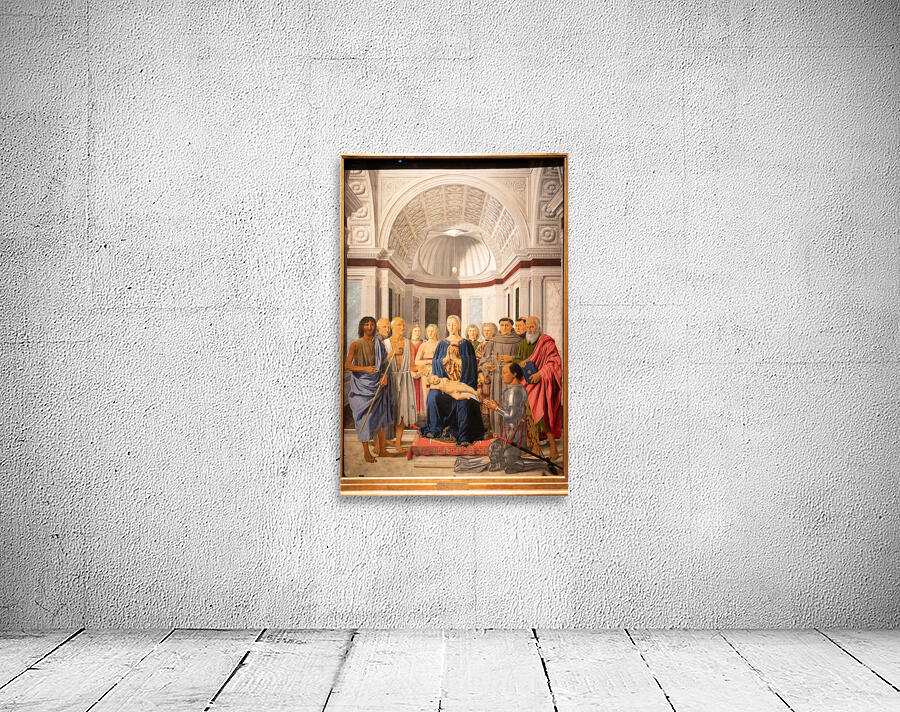 Madonna and child with saints angels and Federico da Montefeltr Wall Preview