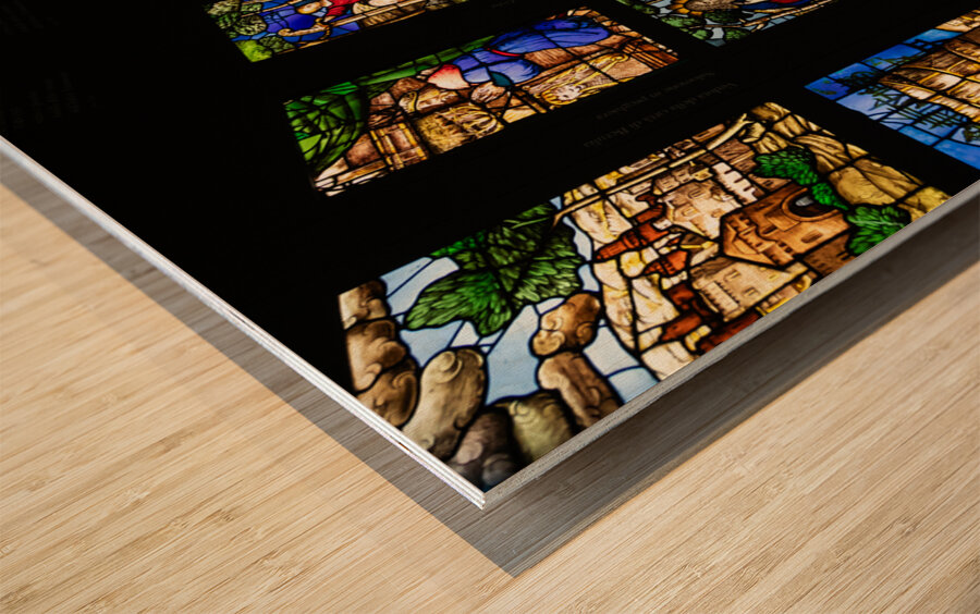 Colored glass windows of the Duomo church   Milan cathedral 16t Wood print
