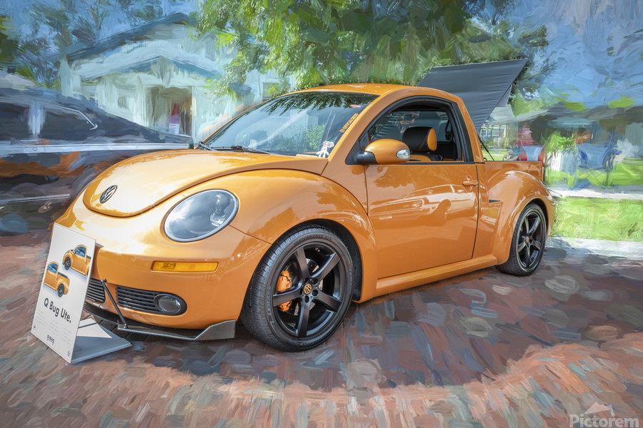 2002 Orange Volkswagen Beetle UTE X 3 by Rich Franco Wall Art