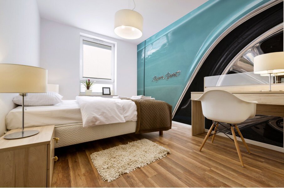 1965 Blue Chevrolet Impala SS Convertible X4 10 Mural print