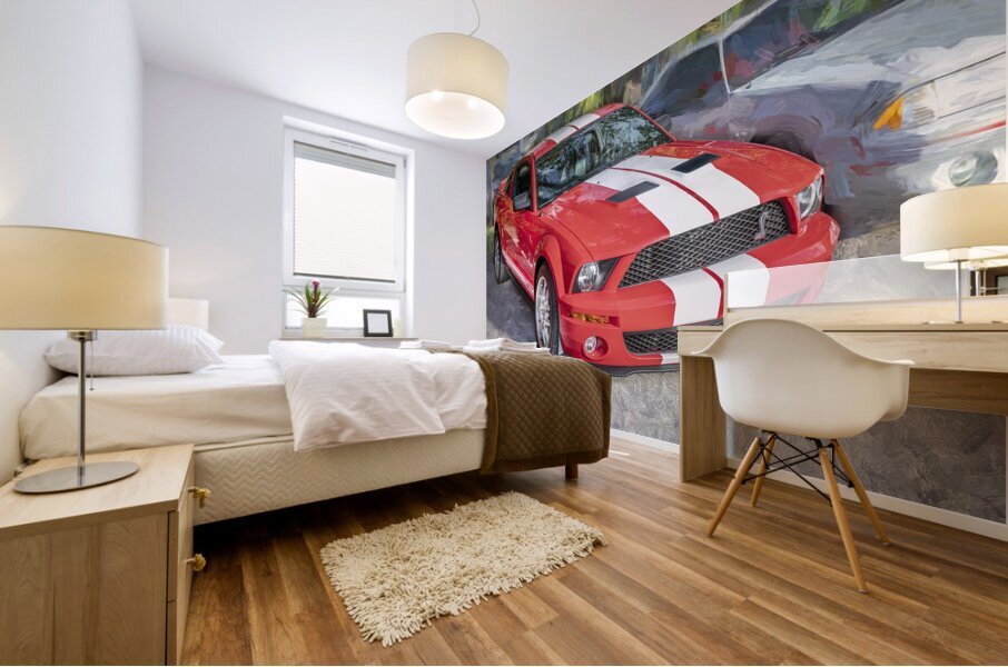 2007 Red Ford Shelby Mustang GT500 X 4 Mural print