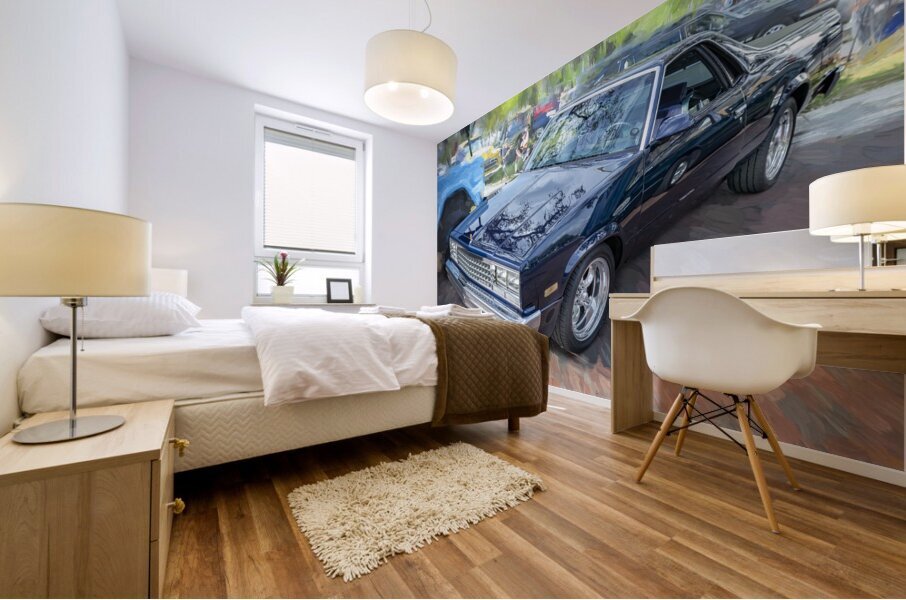 1982 Dark Blue Chevrolet El Camino SS X 5 Mural print