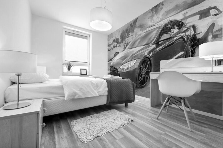 2015 Grey Tesla Model S P85D X 8 Mural print