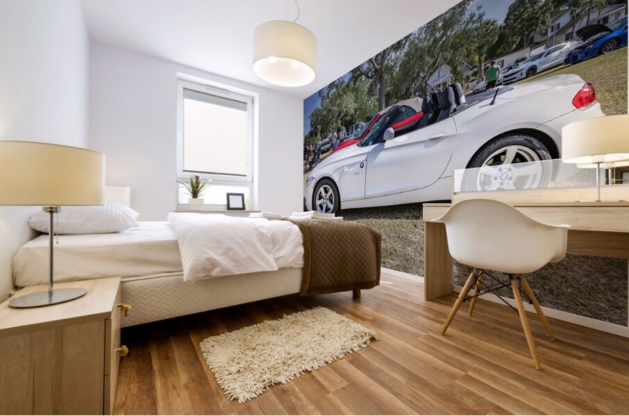 2011 White BMW Z4 sDrive 35 is Convertible X 7 Mural print