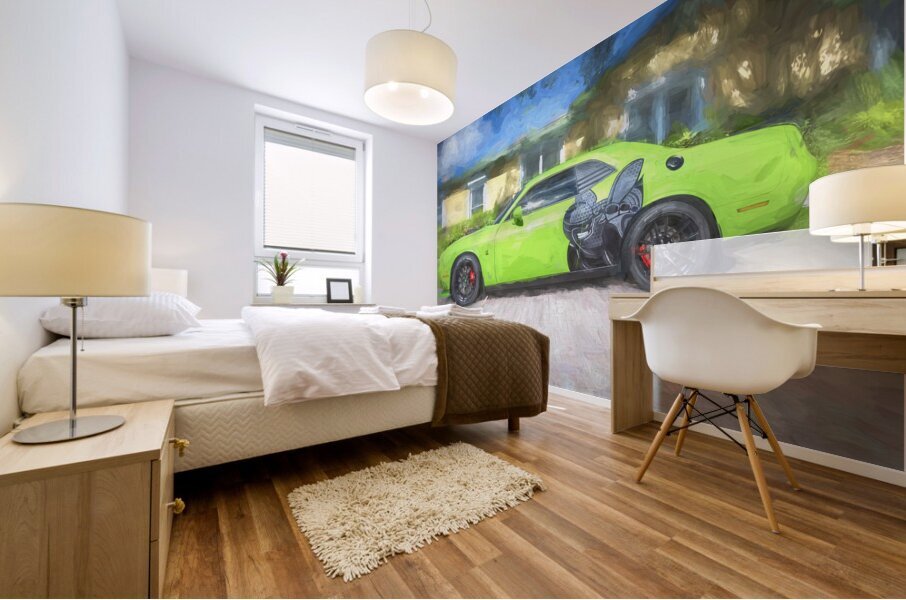 2020 Green Dodge Challenger Hemi RT Shaker X2 8 Mural print