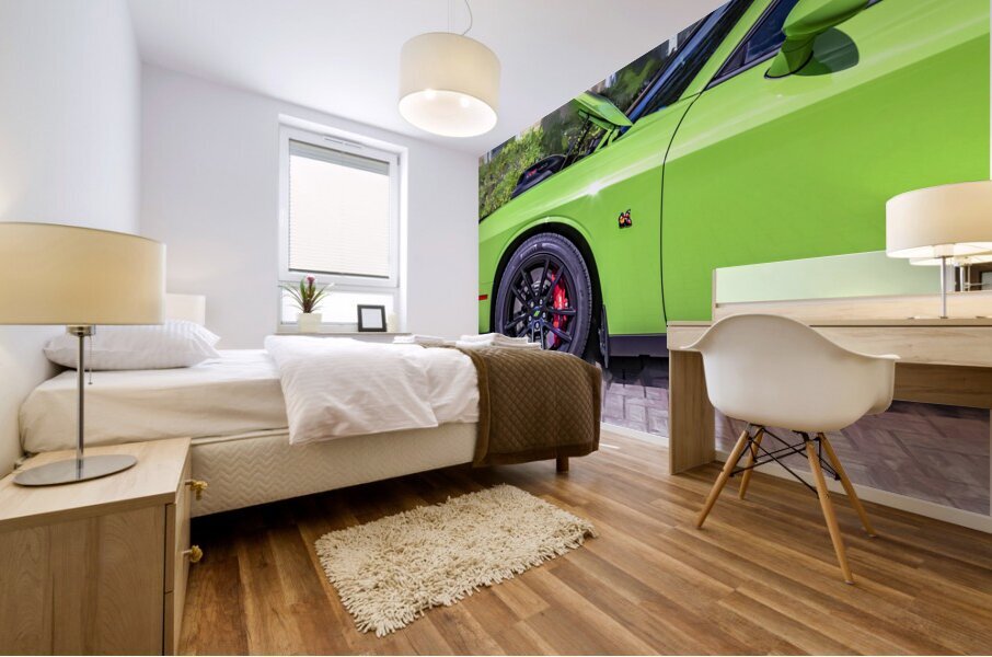 2020 Green Dodge Challenger Hemi RT Shaker X2 23 Mural print