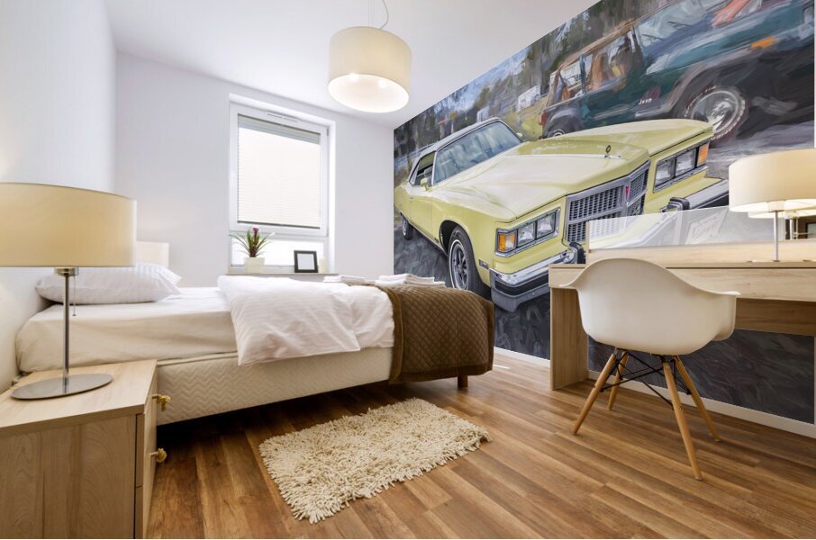 1975 Yellow Pontiac Grandville Brougham Convertible X1 10 Mural print