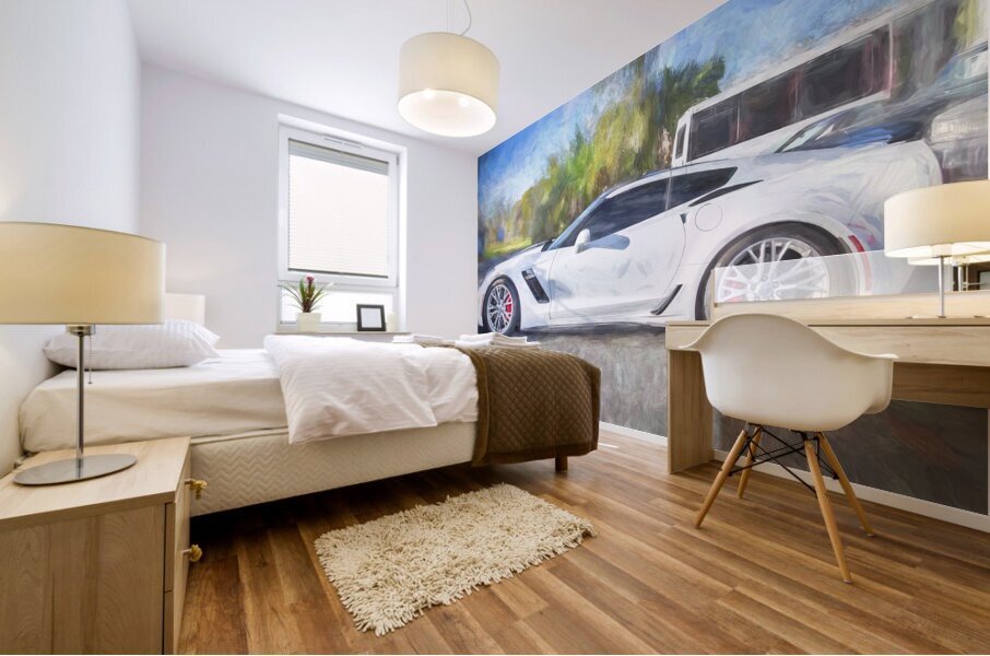 2017 White Chevrolet Corvette ZO6 X15 2 Mural print