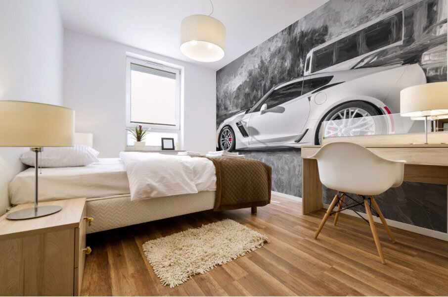 2017 White Chevrolet Corvette ZO6 X15 5 Mural print