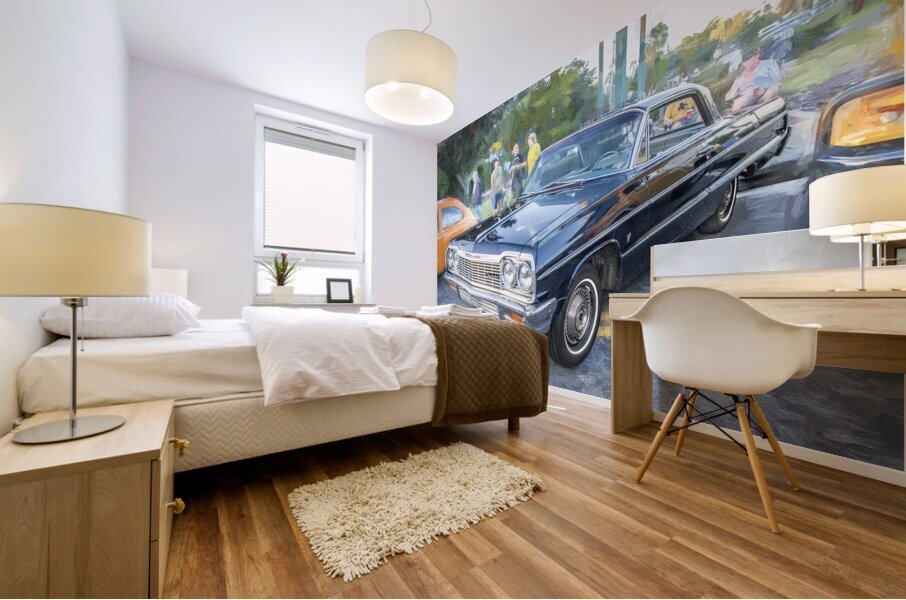 1964 Blue Chevrolet Impala X 4 Mural print
